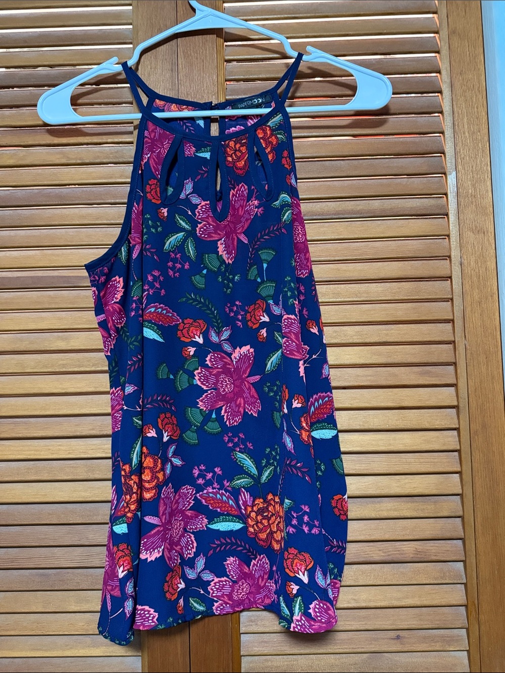Papermoon Navy Floral Halter Camisole with Pink & Orange Blooms